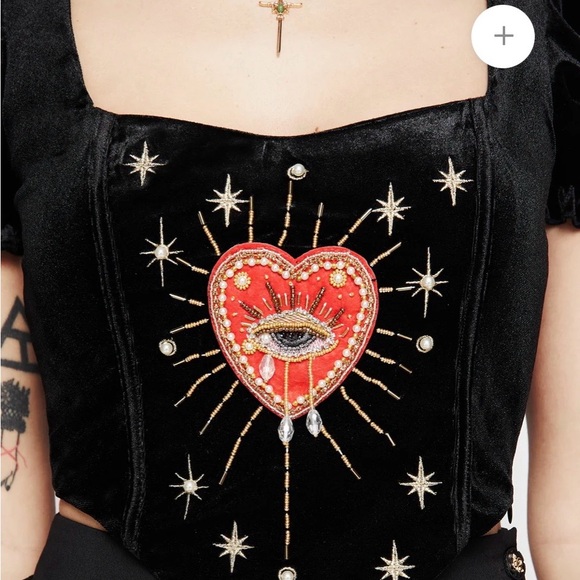 Disturbia Ingrid Embroidered Applique Corset Top - Picture 3 of 7
